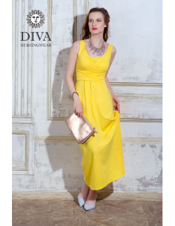 Nursing Dress Diva Nursingwear Alba Maxi Sleeveless, Limone