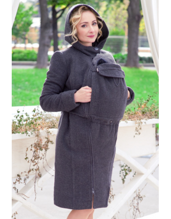 Babywearing Wool Winter Coat with a Backcarry Option, Antracite