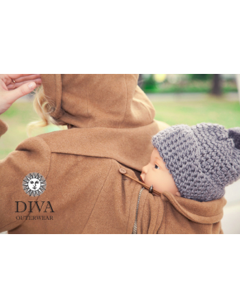 Babywearing Wool Winter Coat with a Backcarry Opion, Camello