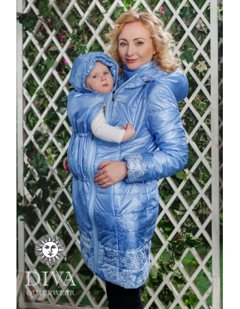 Babywearing Coat 4 in 1 (medium-warm) with a Back-Carry Option, Celeste