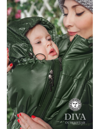 Babywearing Coat 4 in 1 (medium-warm) with a Back-Carry Option, Celeste