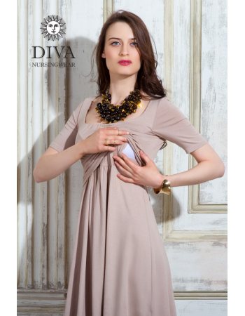 Nursing Dress Diva Nursingwear Stella Maxi, Grano