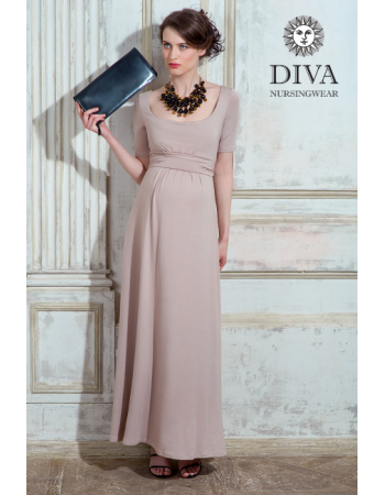 Nursing Dress Diva Nursingwear Stella Maxi, Grano
