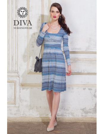 Nursing Dress Diva Nursingwear Alba Long Sleeved, Iceberg