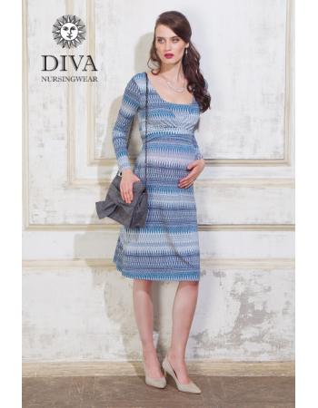Nursing Dress Diva Nursingwear Alba Long Sleeved, Iceberg