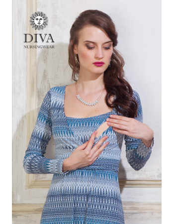 Nursing Dress Diva Nursingwear Alba Long Sleeved, Iceberg