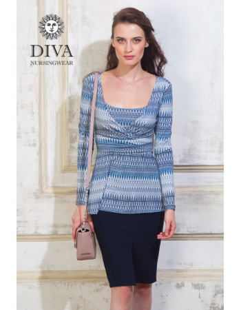 Nursing Top Diva Nursingwear Alba Long Sleeved, Iceberg