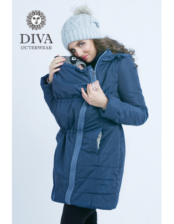 Babywearing Winter Coat 4 in 1 with a Back-Carry Option, Azzurro