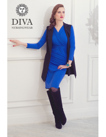 Nursing Dress Diva Nursingwear Lucia Long Sleeved, Azzurro