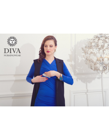 Nursing Dress Diva Nursingwear Lucia Long Sleeved, Azzurro