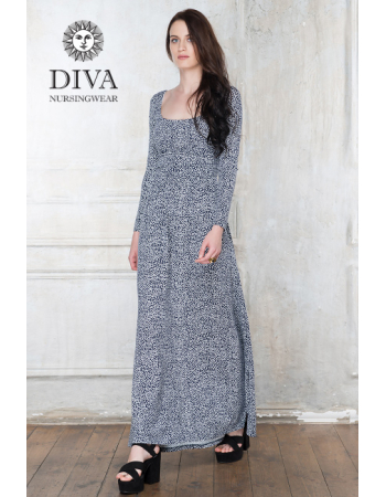 Nursing Dress Diva Nursingwear Stella Maxi Long Sleeved, Domino