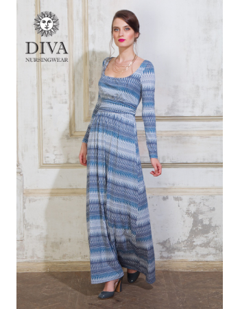 Nursing Dress Diva Nursingwear Stella Maxi Long Sleeved, Iceberg