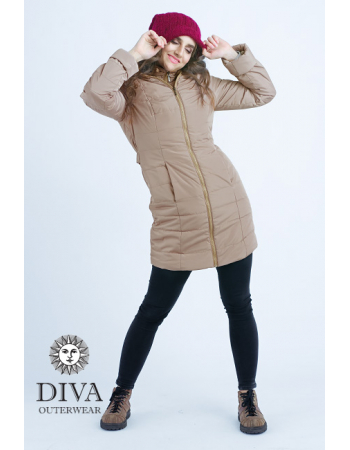 Babywearing Coat 4 in 1 with a Back-Carry Option (high-warm), Moka