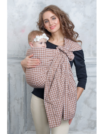 Simple Ring Sling Bayushka, Beige Tartan - 2-LayeredSimple Ring Sling Bayushka, Beige Tartan - 2-Layered