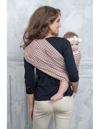 Simple Ring Sling Bayushka, Beige Tartan - 2-Layered