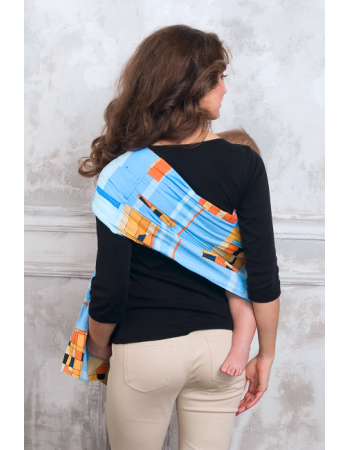 Simple Ring Sling Bayushka, Blue Abstraction - 2-Layered