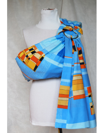 Simple Ring Sling Bayushka, Blue Abstraction - 2-Layered