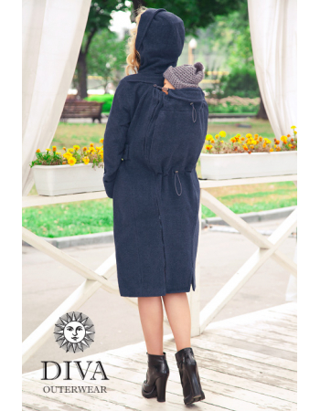 Babywearing Wool Winter Coat with a Backcarry Option, Notte